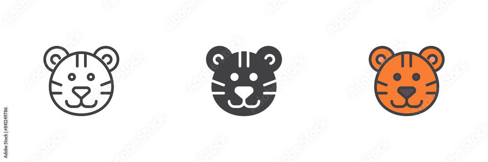 Tiger head different style icon set Tiger head different style icon set
