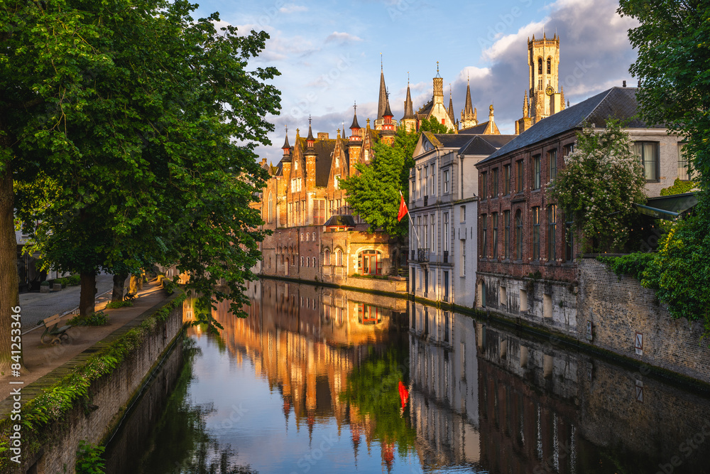 Fototapeta premium Scenery of the Dijver Canal in the historic center of Bruges, Belgium