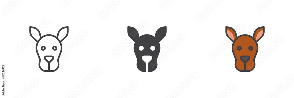Kangaroo head different style icon set