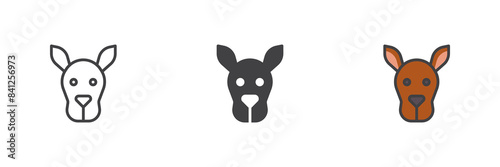 Kangaroo head different style icon set