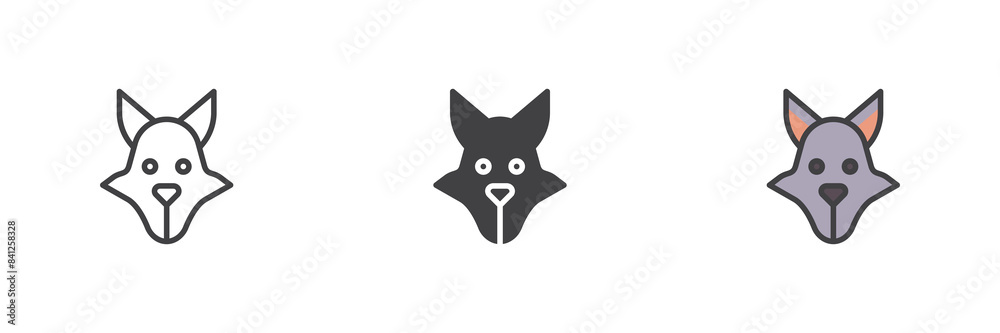 Wolf head different style icon set Wolf head different style icon set