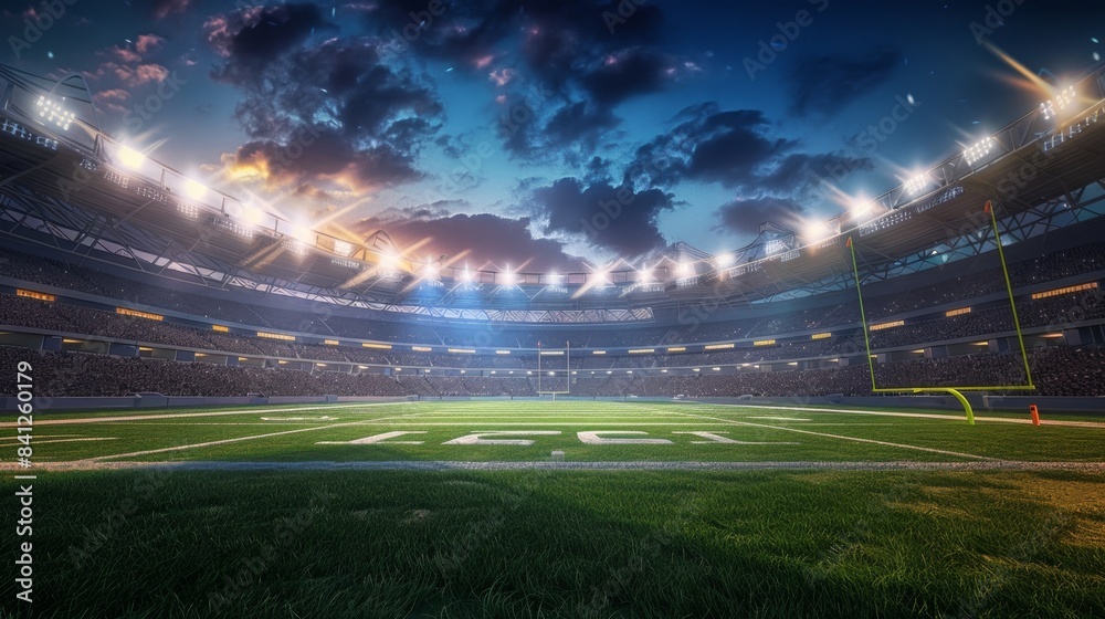 Stadium at Dusk with Bright Lights Generative AI Stadium at Dusk with Bright Lights Generative AI