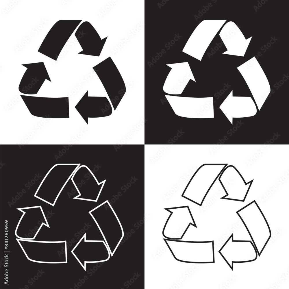 conceptual solid icon of recycle. isolated black and white background conceptual solid icon of recycle. isolated black and white background