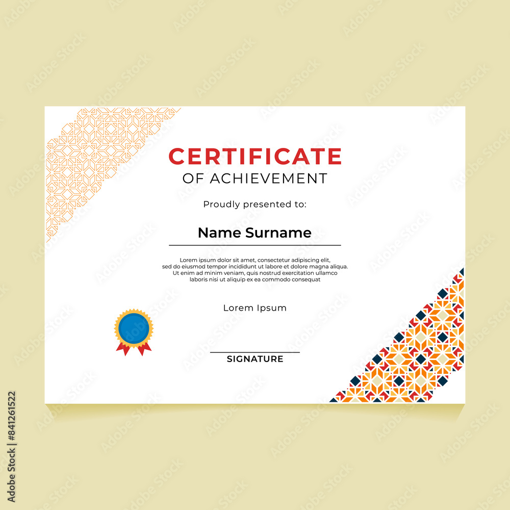 Arabic and Islamic Geometric Certificate Template Design Arabic and Islamic Geometric Certificate Template Design