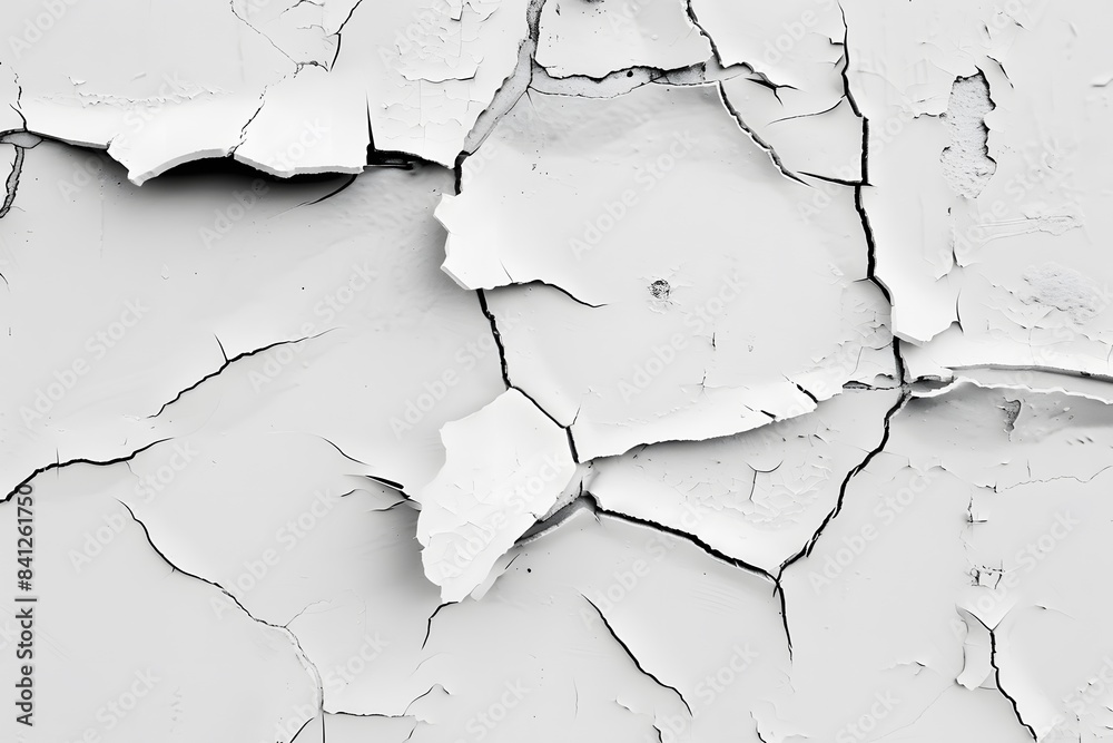 Obraz premium Cracked White Wall Texture - Urban Decay