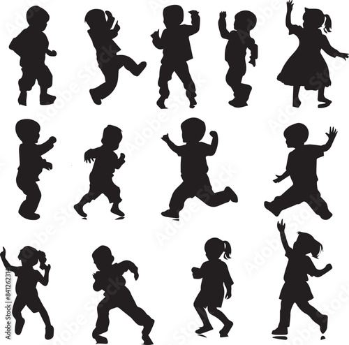 silhouettes of children playing