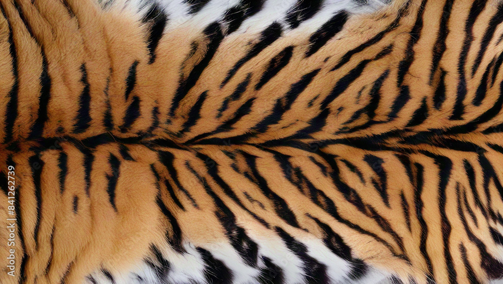 a close-up of a tiger's fur, highlighting the vibrant orange and black stripes with patches of white fur. a close-up of a tiger's fur, highlighting the vibrant orange and black stripes with patches of white fur.