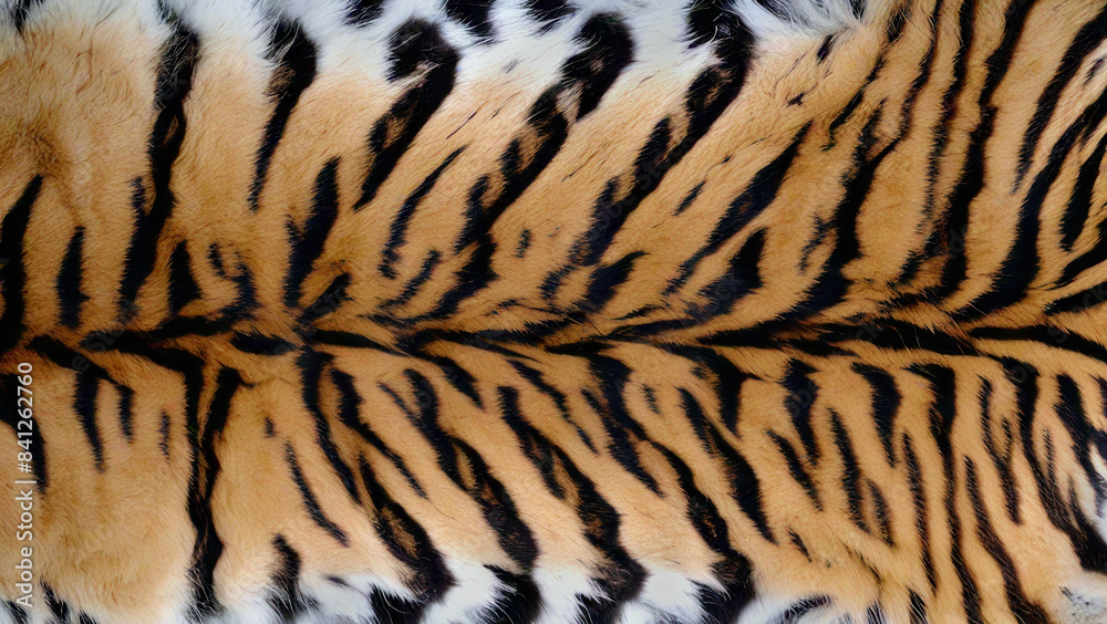 a close-up of a tiger's fur, highlighting the vibrant orange and black stripes with patches of white fur. a close-up of a tiger's fur, highlighting the vibrant orange and black stripes with patches of white fur.