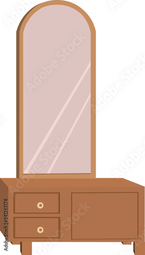 Dressing table design isolated vector illustration for 2d cartoon animation. indoor living room furniture element isolated white background
