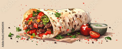 Shawarma kebab. vector simple illustration