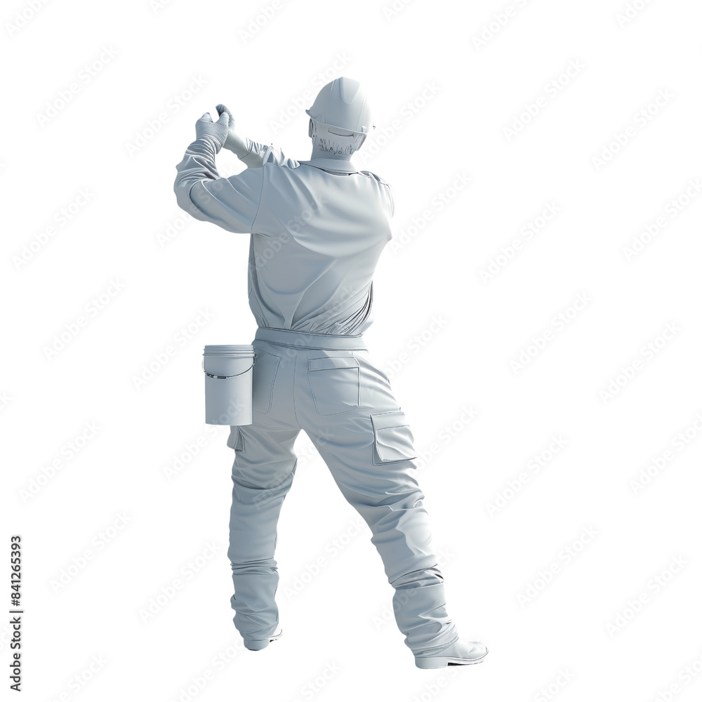 Silhouette of a painter in uniform and protective gear working on a project, isolated against a transparent background. Silhouette of a painter in uniform and protective gear working on a project, isolated against a transparent background.