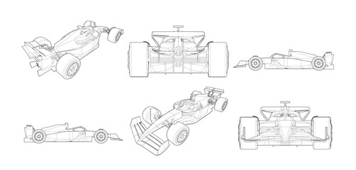 Ingelijste posters Formule 1 Formule 1 wagens vector collectie  © alisinan