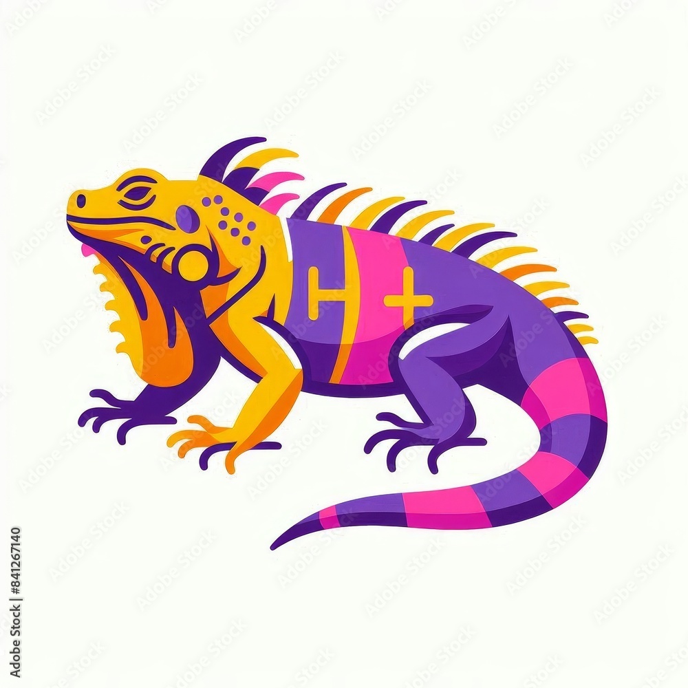 Obraz premium A colorful lizard with the letters H and X on its back