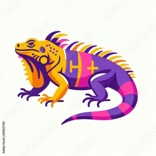 A colorful lizard with the letters H and X on its back