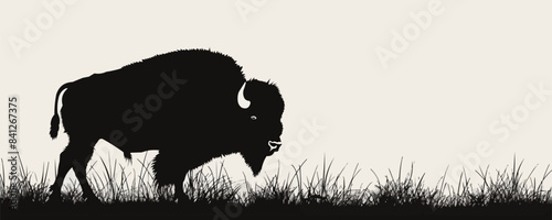 American Bison Silhouette Vector, A bison animal clipart