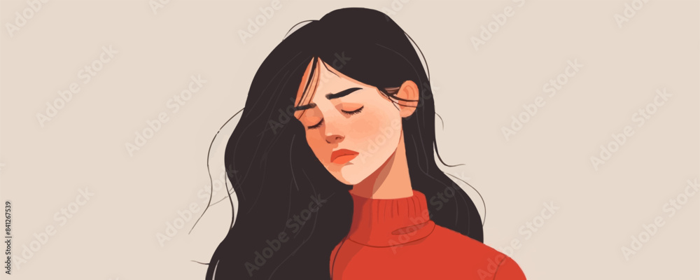 sad woman vector flat minimalistic isolated illustration sad woman vector flat minimalistic isolated illustration