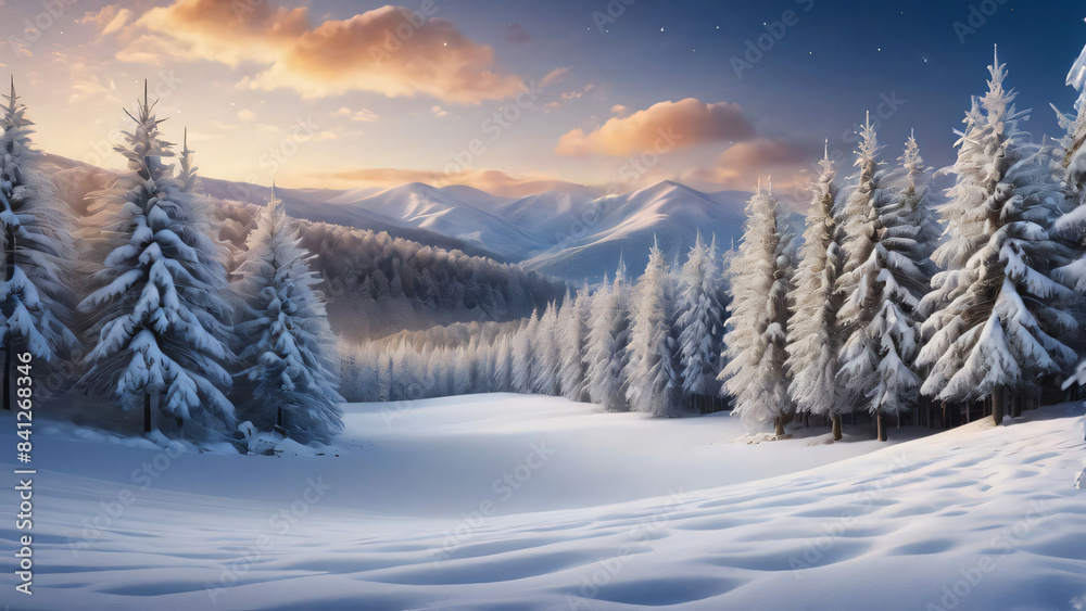 Snowy winter landscape in the mountains Snowy winter landscape in the mountains