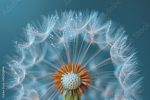 Close-up of a delicate dandelion seed head, representing wishes. © Nico