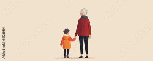 grandma and grandson vector flat minimalistic isolated illustration
