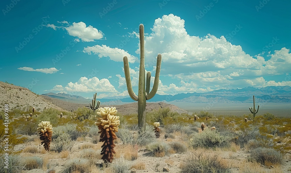 A pair of giant saguaro cactus