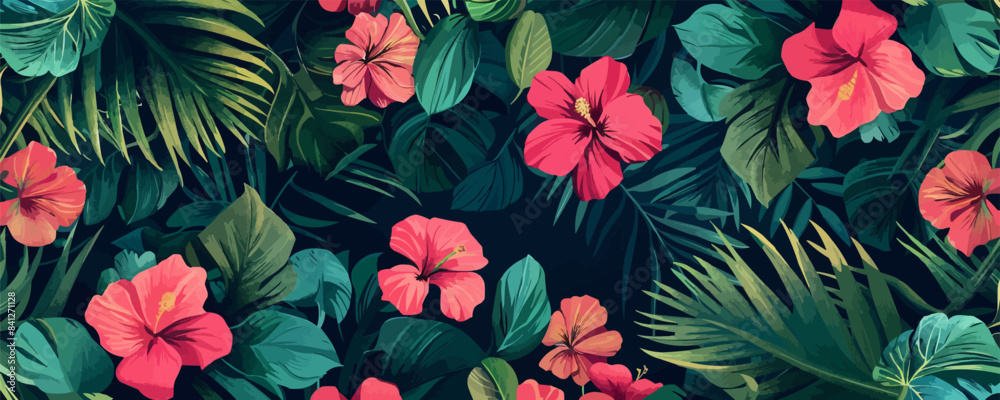 Stylish floral seamless rapport summer flowers with foliage. vector simple illustration Stylish floral seamless rapport summer flowers with foliage. vector simple illustration