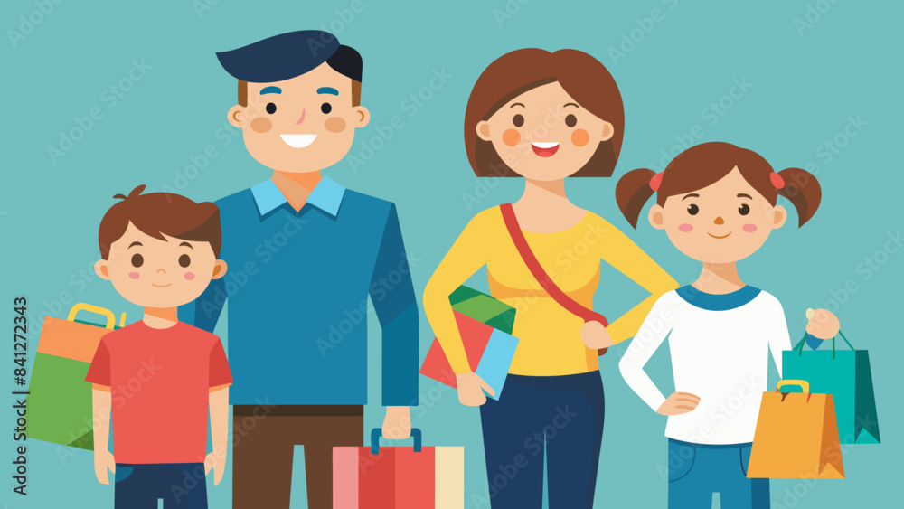 happy family doing shopping vector illustration happy family doing shopping vector illustration