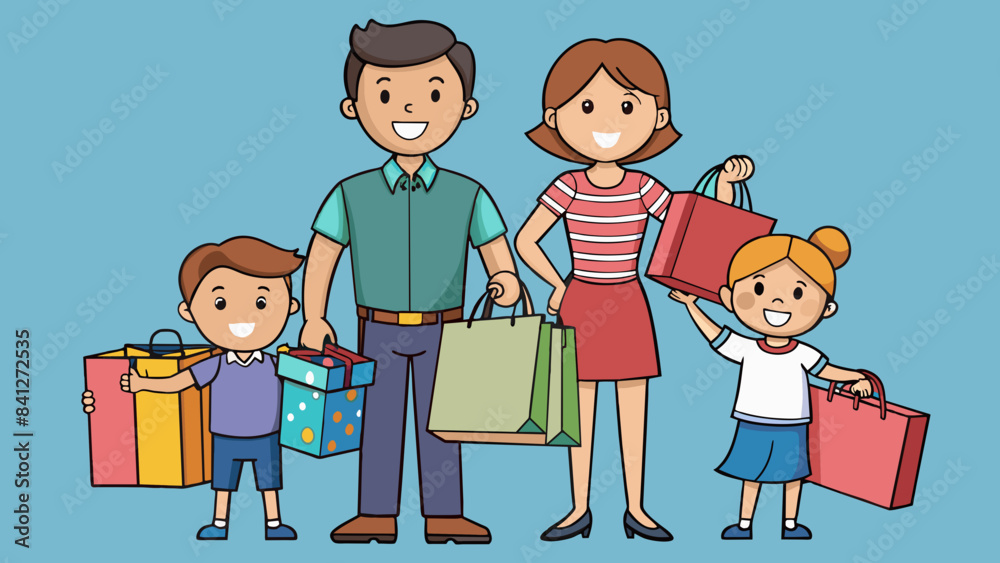 happy couple doing shopping vector illustration happy couple doing shopping vector illustration