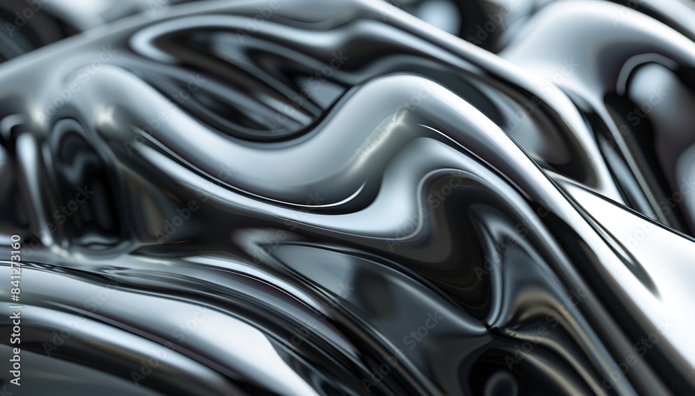 Silver chrome liquid metal waves background Silver chrome liquid metal waves background