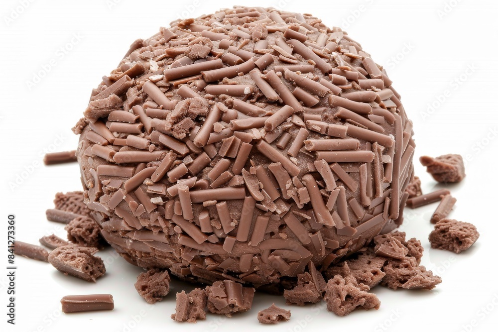 Decadent chocolate truffle with rich and creamy filling, covered in chocolate sprinkles, captured in an elegant setting Decadent chocolate truffle with rich and creamy filling, covered in chocolate sprinkles, captured in an elegant setting