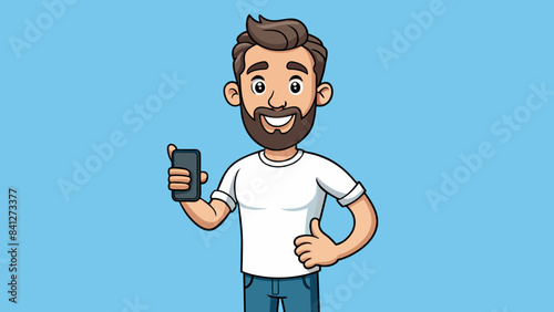 happy bearded man character vector illustration