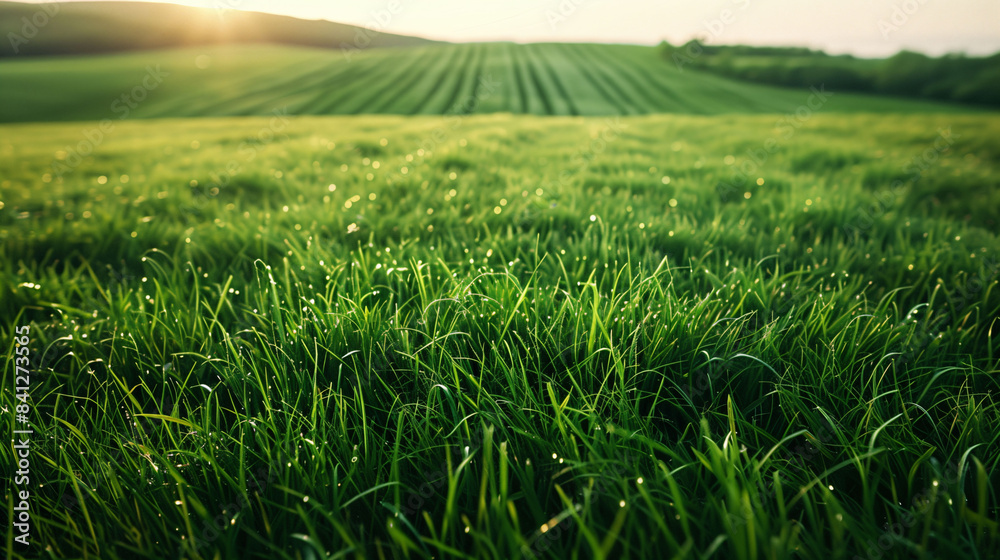 Obraz premium Lush green lawn extending endlessly.