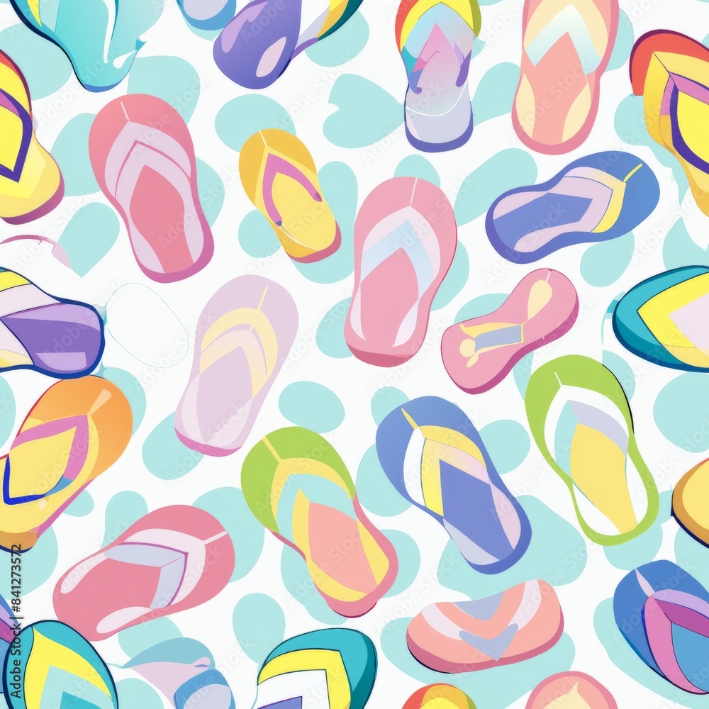 Seamless pattern of cute little flip-flops in various pastel shades, Generative AI Seamless pattern of cute little flip-flops in various pastel shades, Generative AI