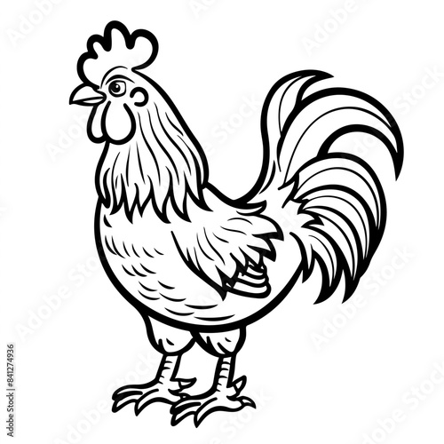 Coloring book children of hand drawn Rooster Chicken vector illustration