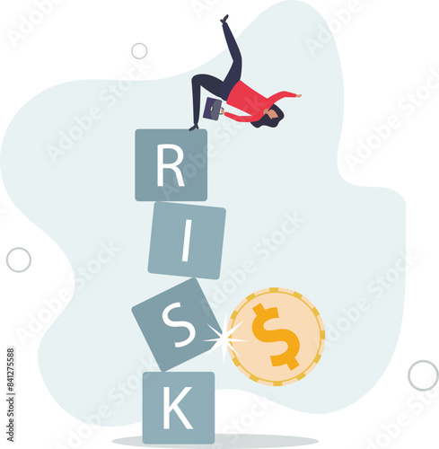 Investment risk, volatility and fluctuation in stock market that price will drop, stability and uncertainty .flat vector illustration.