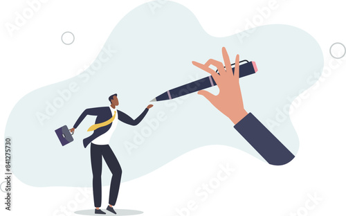 Career opportunity, job promote, giving power or strength to employee to make decision or empower and courage for leadership.flat vector illustration.