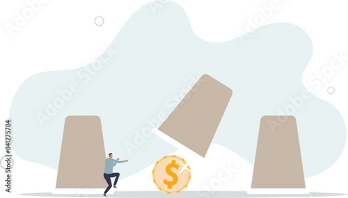 Gambling risk, win the guess game or predict the investment.flat vector illustration.