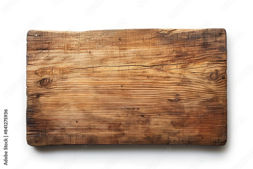 A blank wooden sign hanging on a rustic wall background
