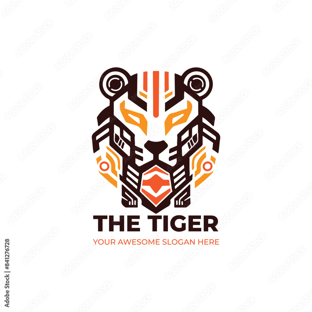 Naklejka premium Futuristic Monogram Tiger Logo Design