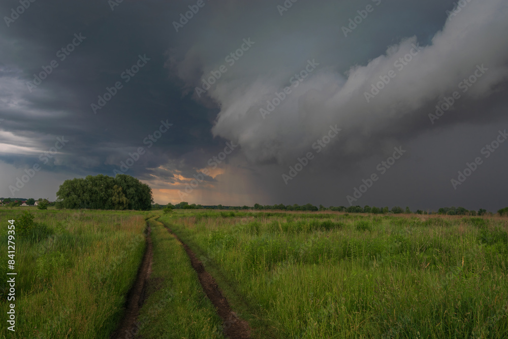 clouds over the field