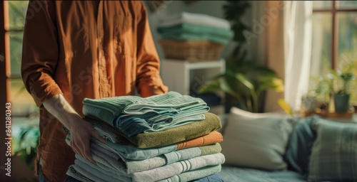 The stack of folded towels