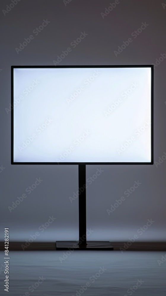 A blank white LED sign shining brightly in the dark A blank white LED sign shining brightly in the dark