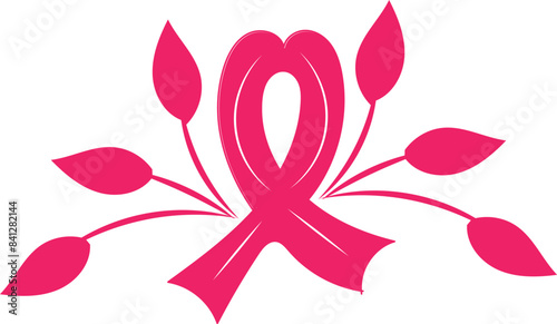 Breast cancer awareness with pink ribbon flat design