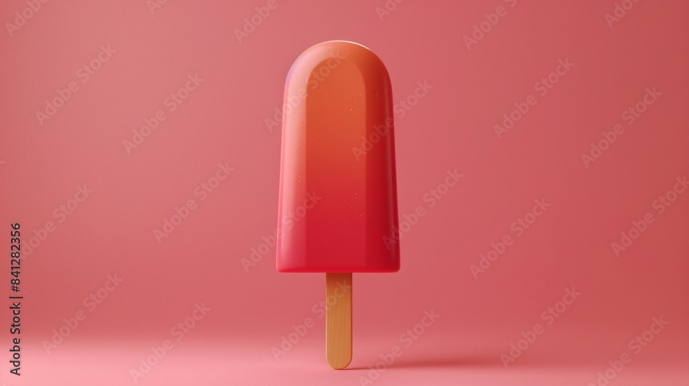 Vibrant red and orange popsicle isolated against a pink background, offering a refreshing and colorful summer treat in a minimalistic composition. 3D Illustration. Vibrant red and orange popsicle isolated against a pink background, offering a refreshing and colorful summer treat in a minimalistic composition. 3D Illustration.