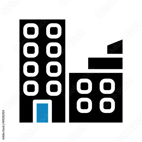 Building icon solid blue black illustration