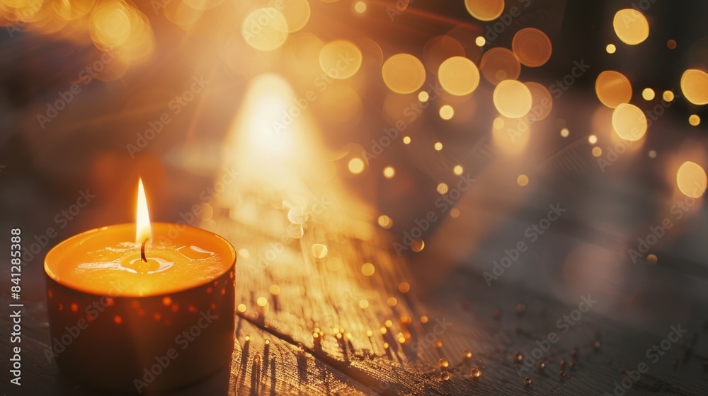 Tranquil Candlelight Flickering Shadows Close-Up with Soft Blur Effect for Text Overlay Tranquil Candlelight Flickering Shadows Close-Up with Soft Blur Effect for Text Overlay