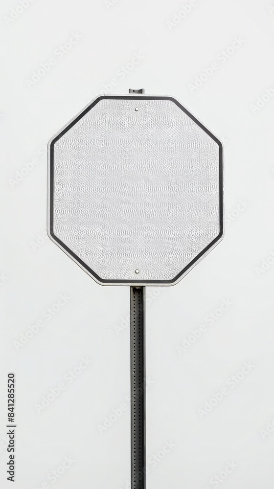 A picture of a blank white hexagonal street sign pole A picture of a blank white hexagonal street sign pole