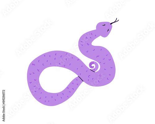 Hand drawn snake. Vector illustration in flat style.