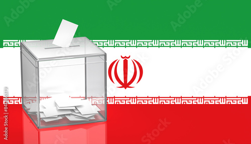 Ballot box with the flag of Iran, concept image for election in Iran