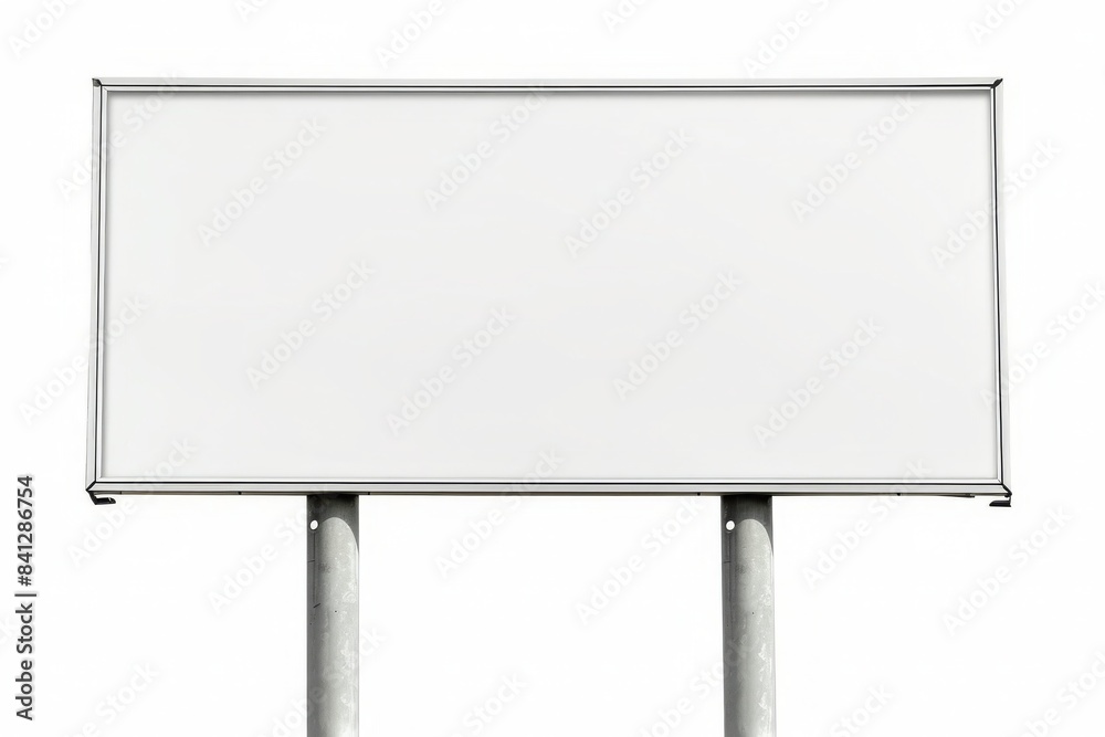 Obraz premium Blank White Yard Sign with Metal Stand on Grass Field