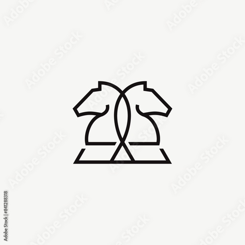 Minimalist Chess Knight Logo Icon Vector